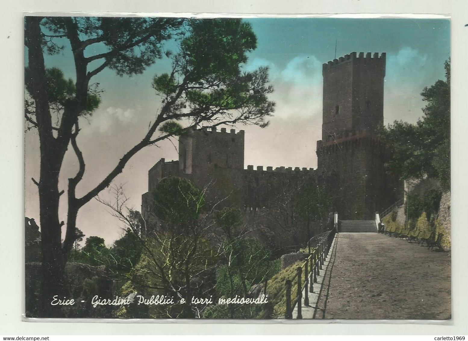 ERICE - GIARDINI PUBBLICI E TORRI MEDIOEVALI    VIAGGIATA   FG - Trapani