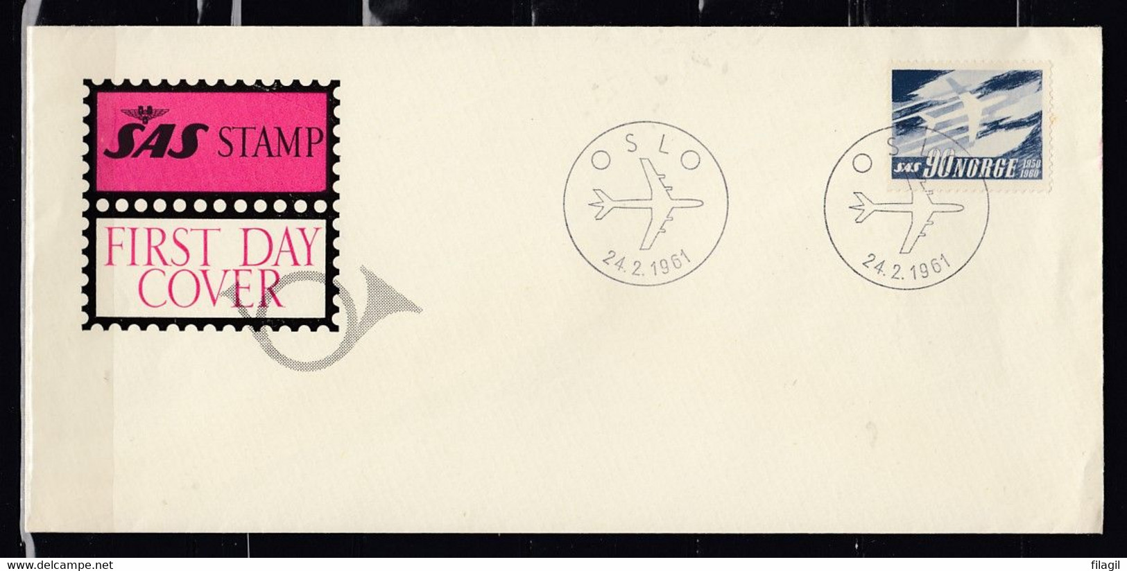 First Day Cover Van Oslo 24 2 1961 - Covers & Documents