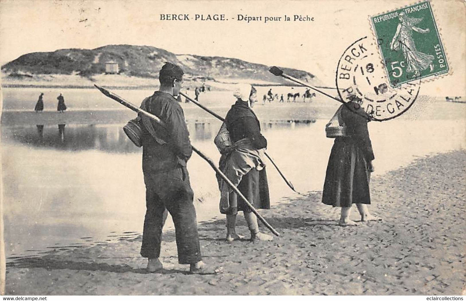 Thème:  Pêche à La Crevette .  Berck-Plage   62   Départ Pour La Pêche.          (voir Scan) - Fishing