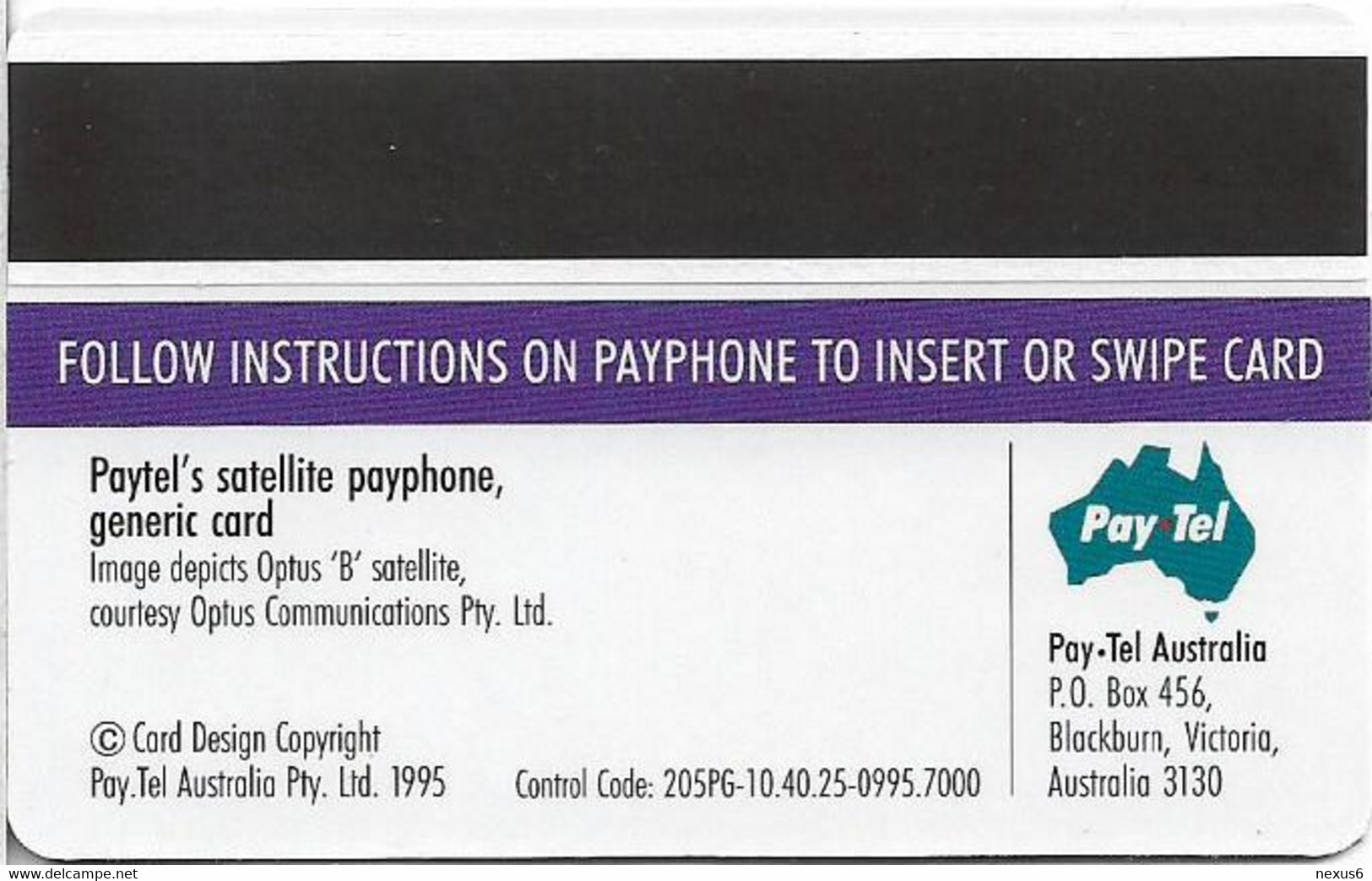 Australia - Paytel (Magnetic) - Optus 'B' Satellite, 09.1995, 10$, 7.000ex, Mint No Blister - Australia