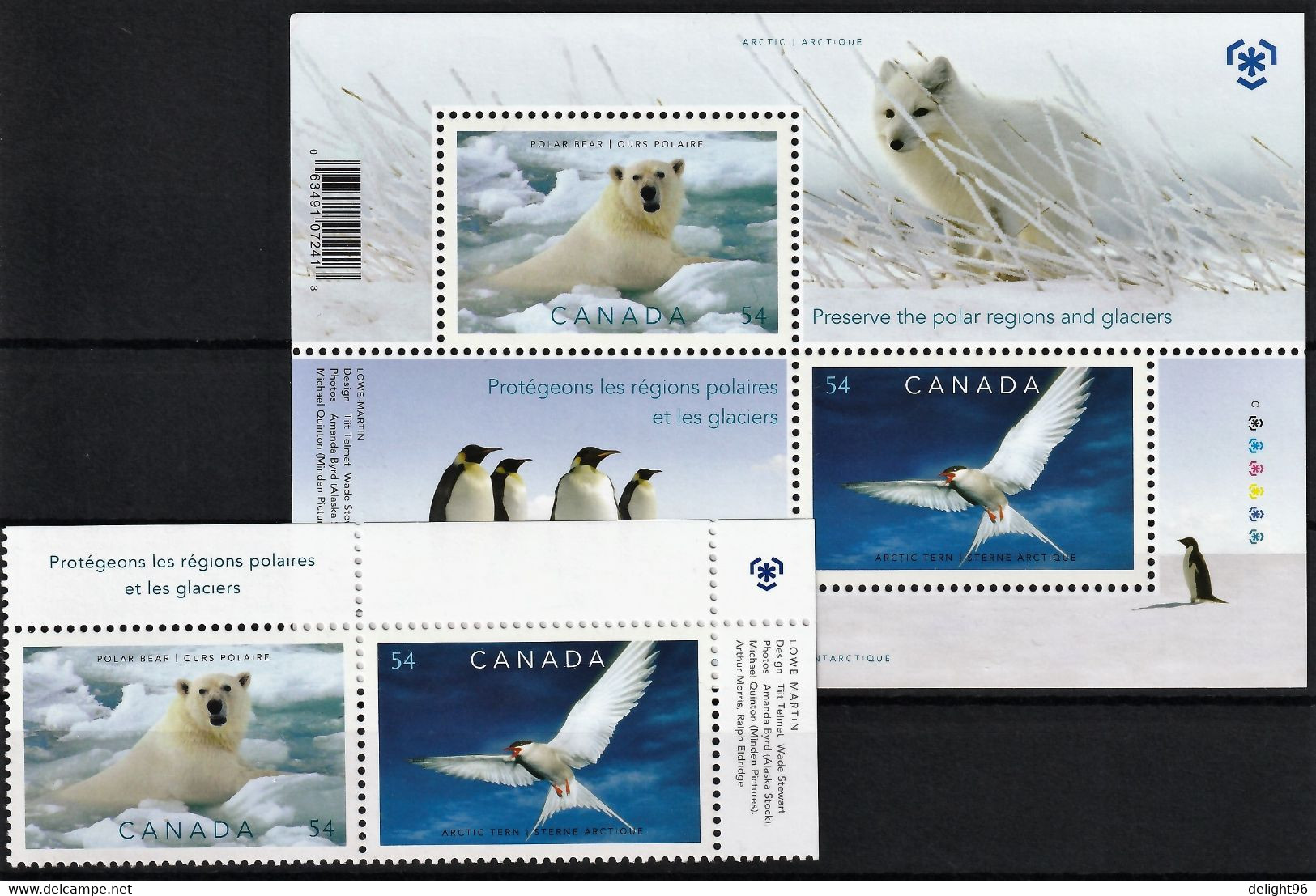 2009 Canada Preservation Of Polar Regions And Glaciers: Polar Bear, Arctic Tern Set And Minisheet (** / MNH / UMM) - Preservar Las Regiones Polares Y Glaciares