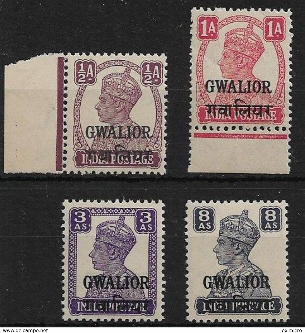 INDIA - GWALIOR 1942 - 1945 ½a, 1a, 3a, 8a SG 119, 121, 124a, 127 UNMOUNTED MINT Cat £10.50 - Gwalior