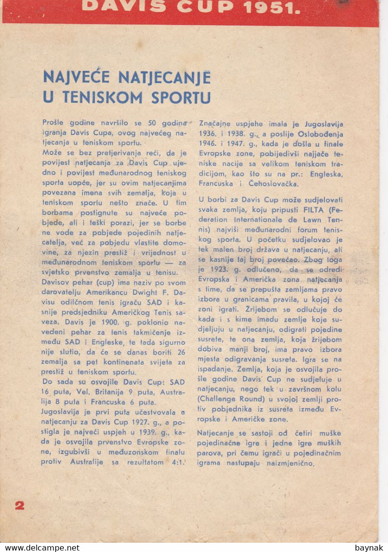 CROATIA, JUGOSLAVIJA, ZAGREB  --  TENNIS  --  DAVIS CUP -  NJEMACKA Vs JUGOSLAVIJA4. - 6. MAJA 1951 - Books