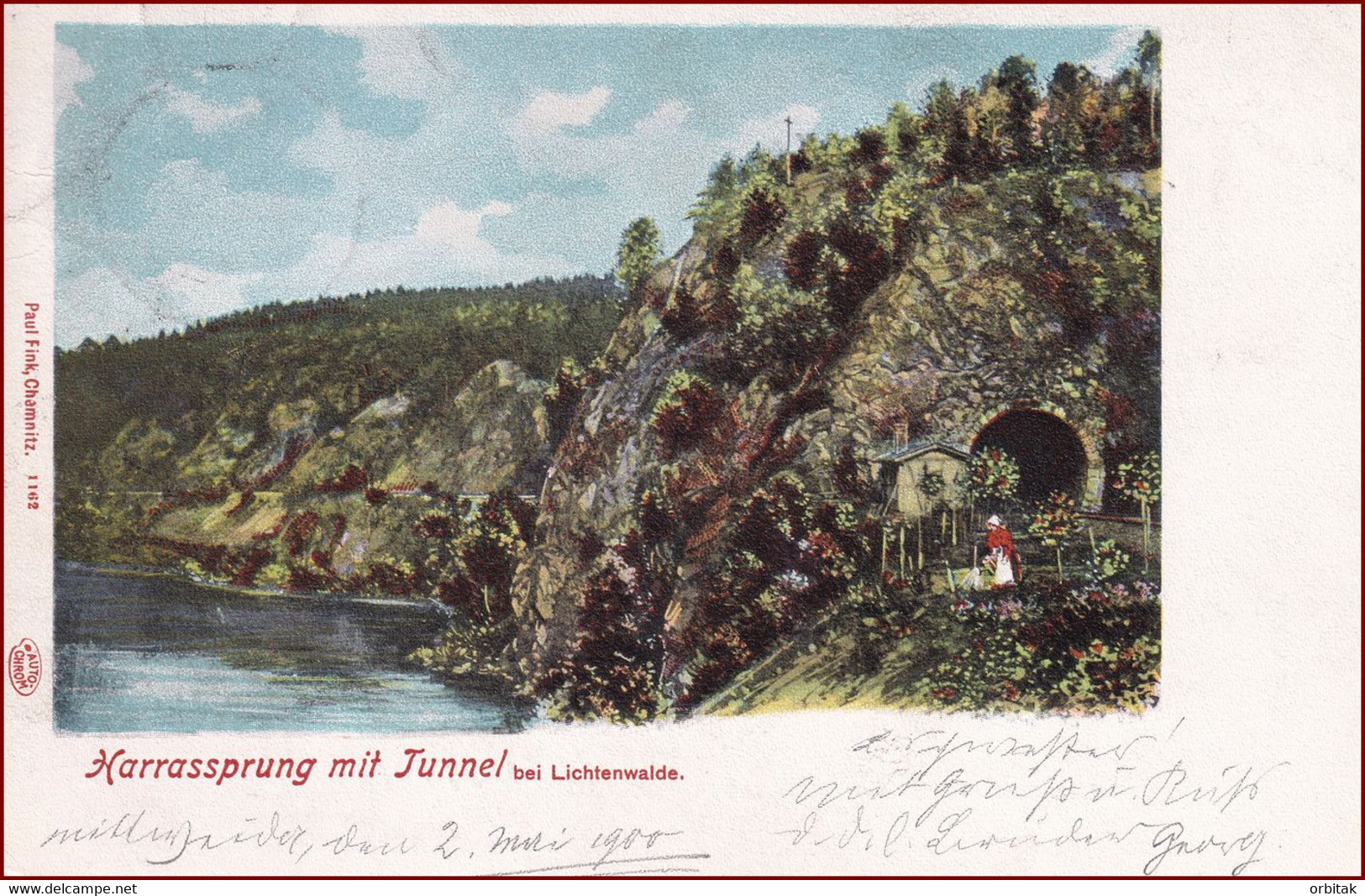 Lichtenwalde (Niederwiesa) * Harrassprung Mit Tunnel, Eisenbahn, Fluss * Deutschland * AK2938 - Niederwiesa