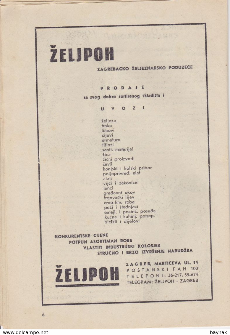 CROATIA, FRANCE ZAGREB  --  BROSCHURE: TENNIS INTERNATIONAL - ,,  RACING CLUB DE FRANCE ,, vs Z. T. K.  ZAGREB  -- 1953