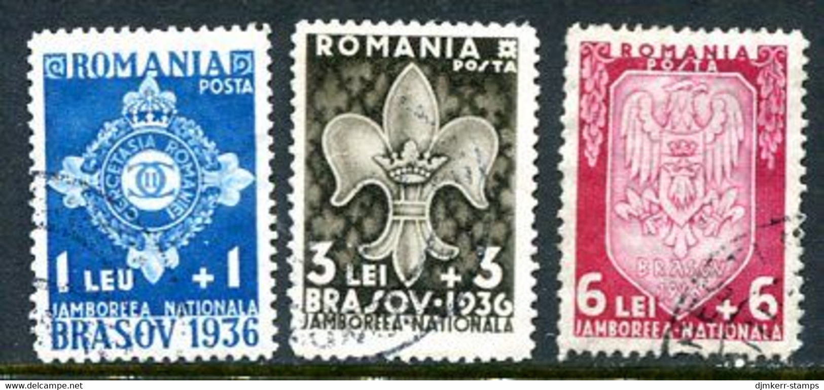 .ROMANIA 1936 Scout Jamboree Set  Used.  Michel 516-18 - Usado