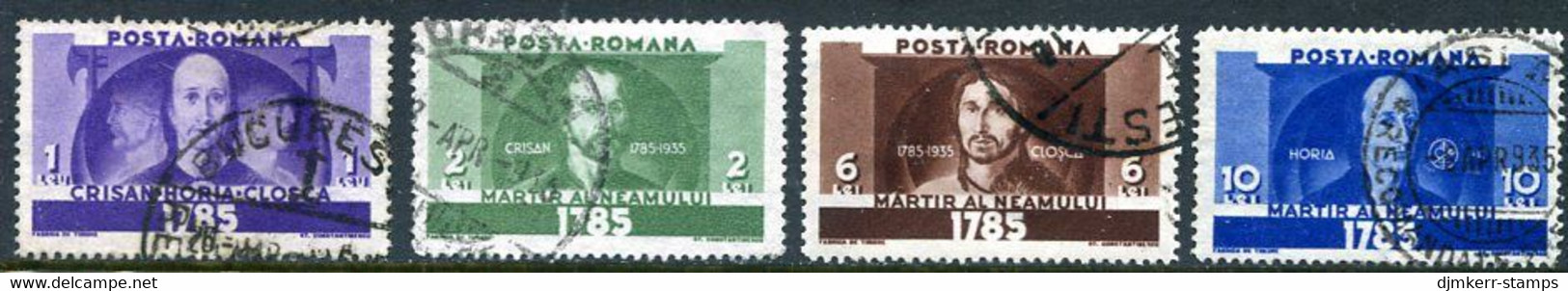 ROMANIA 1935 150th Anniversary Of Transylvanian Rising  Used.  Michel 480-83 - Usati