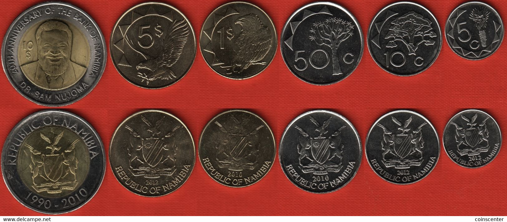 Namibia Set Of 6 Coins: 5 Cents - 10 Dollars 2010-2012 UNC - Namibia