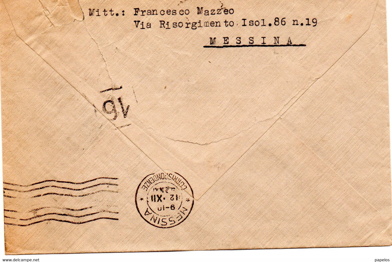 1942 LETTERA CON ANNULLO MESSINA - Propagande De Guerre