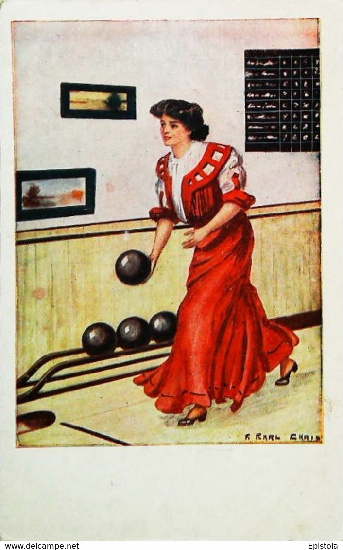 ►  CPA   Illustration F. Earl Christy   Femme Woman  Playing  Bowling. 1910s - Boliche