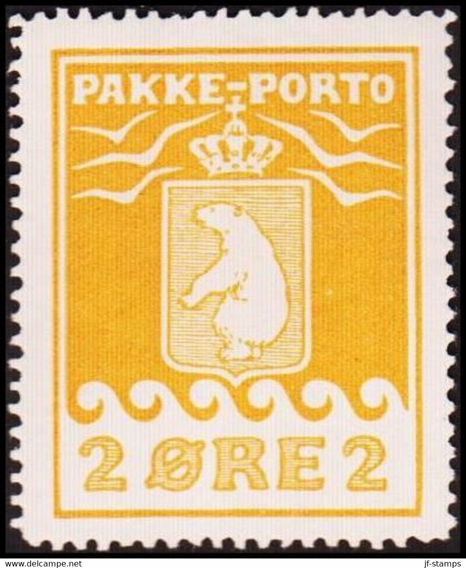 1916. PAKKE PORTO. 2 øre Yellow. Thiele. Beautiful Never Hinged Stamp. (Michel 5A) - JF411020 - Spoorwegzegels