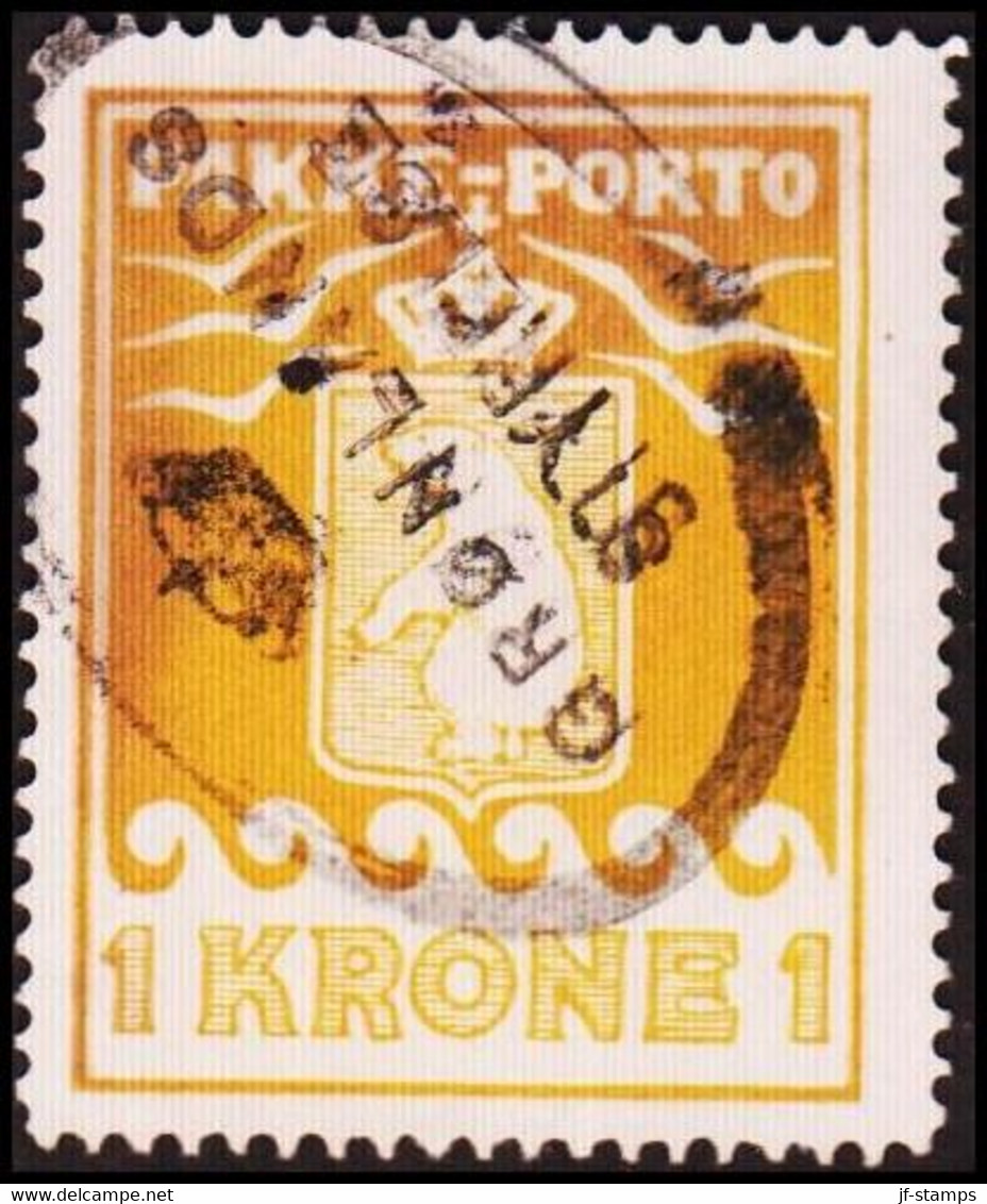 1930.  PAKKE PORTO. 1 Kr. Yellow. Thiele. Perf. 11 ½. Cancelled GRØNLANDS STYRELSE Un... (Michel 11A) - JF411023 - Spoorwegzegels