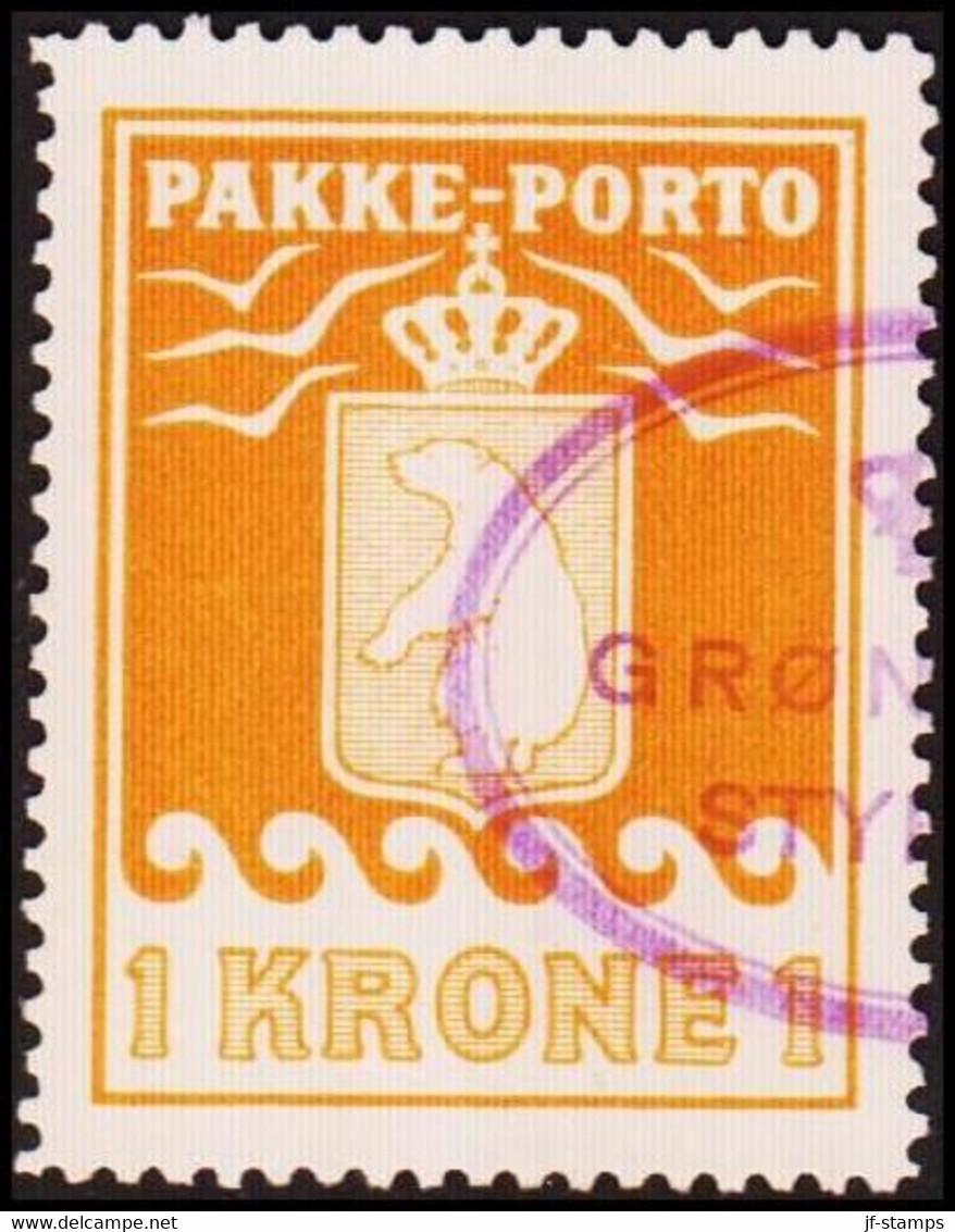 1937. PAKKE PORTO. 1 Kr. Yellow. Andreasen & Lachmann Litho. Perf. 11. GRØNLANDS STYR... (Michel 14) - JF411025 - Colis Postaux