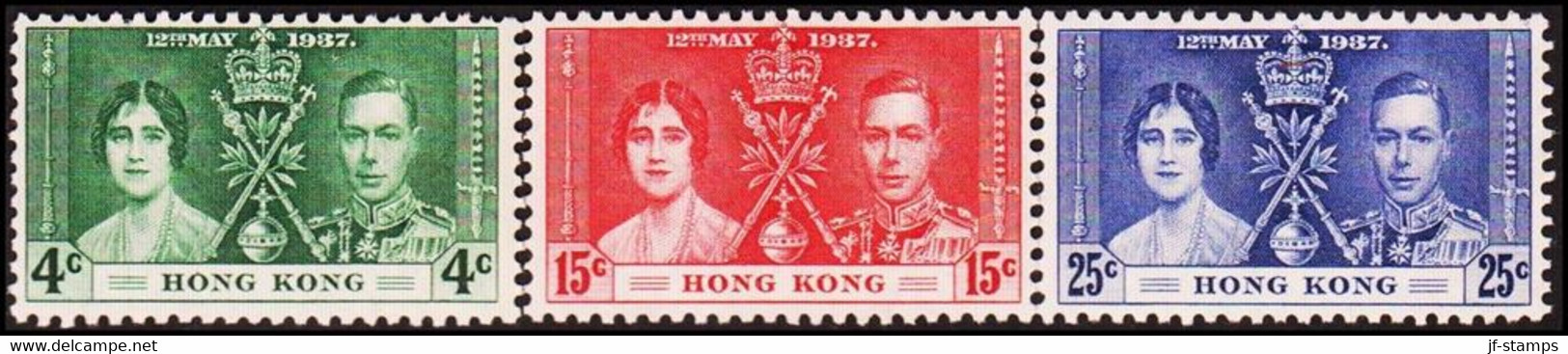 1937. HONG KONG. Coronation. Complete Set With 3 Stamps. Never Hinged. (Michel 136- 138) - JF411145 - Ungebraucht