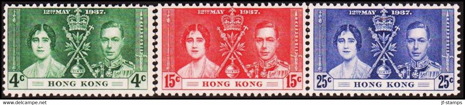 1937. HONG KONG. Coronation. Complete Set With 3 Stamps. Never Hinged. (Michel 136- 138) - JF411145 - Unused Stamps
