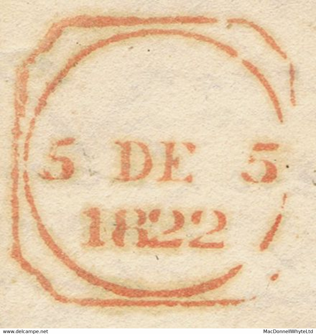 Ireland Dublin Penny Post 1822 Oval Timestamp 2 O'CLOCK AFN 5 DE 1822 On Letter From Blackrock To Glasslough - Prephilately