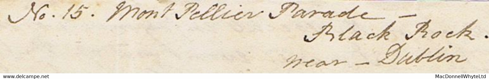 Ireland Dublin Penny Post 1822 Oval Timestamp 2 O'CLOCK AFN 5 DE 1822 On Letter From Blackrock To Glasslough - Prephilately