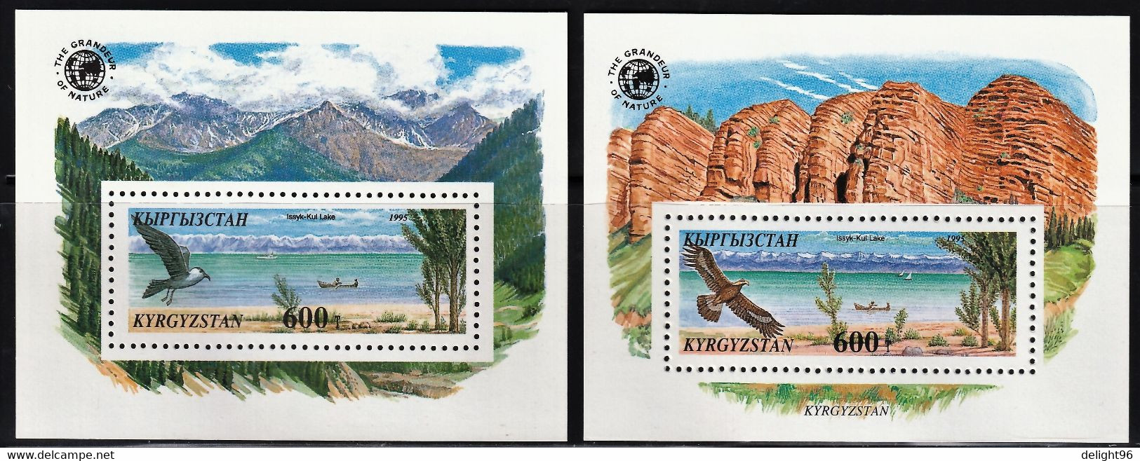 1995 Kyrgyzstan Issyk-Kul Lake: Golden Eagle, Great Black-headed Gull Souvenir Sheets (** / MNH / UMM) - Adler & Greifvögel