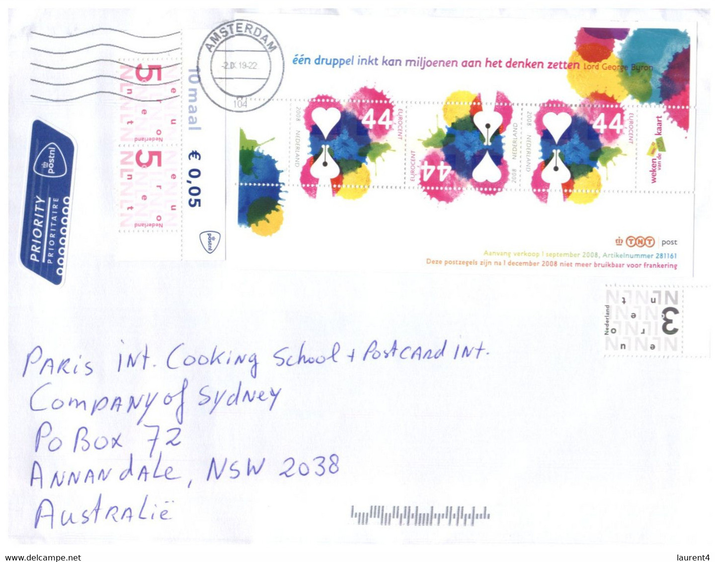 (AA 13 A)  Netherlands Posted To Australia - M/s  Stamps - Covers & Documents