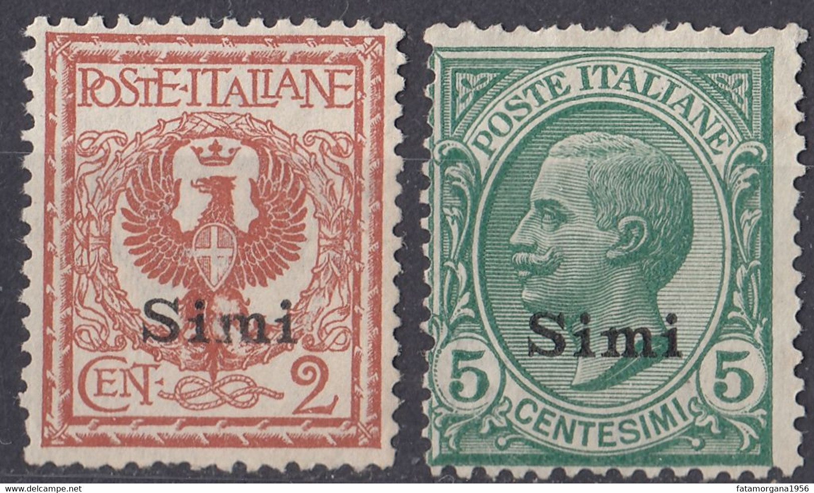 SIMI - 1912 - Lotto Comprendente 2 Valori Nuovi Non Timbrati E Non Gommati: Unificato 1 E 2. - Egée (Simi)