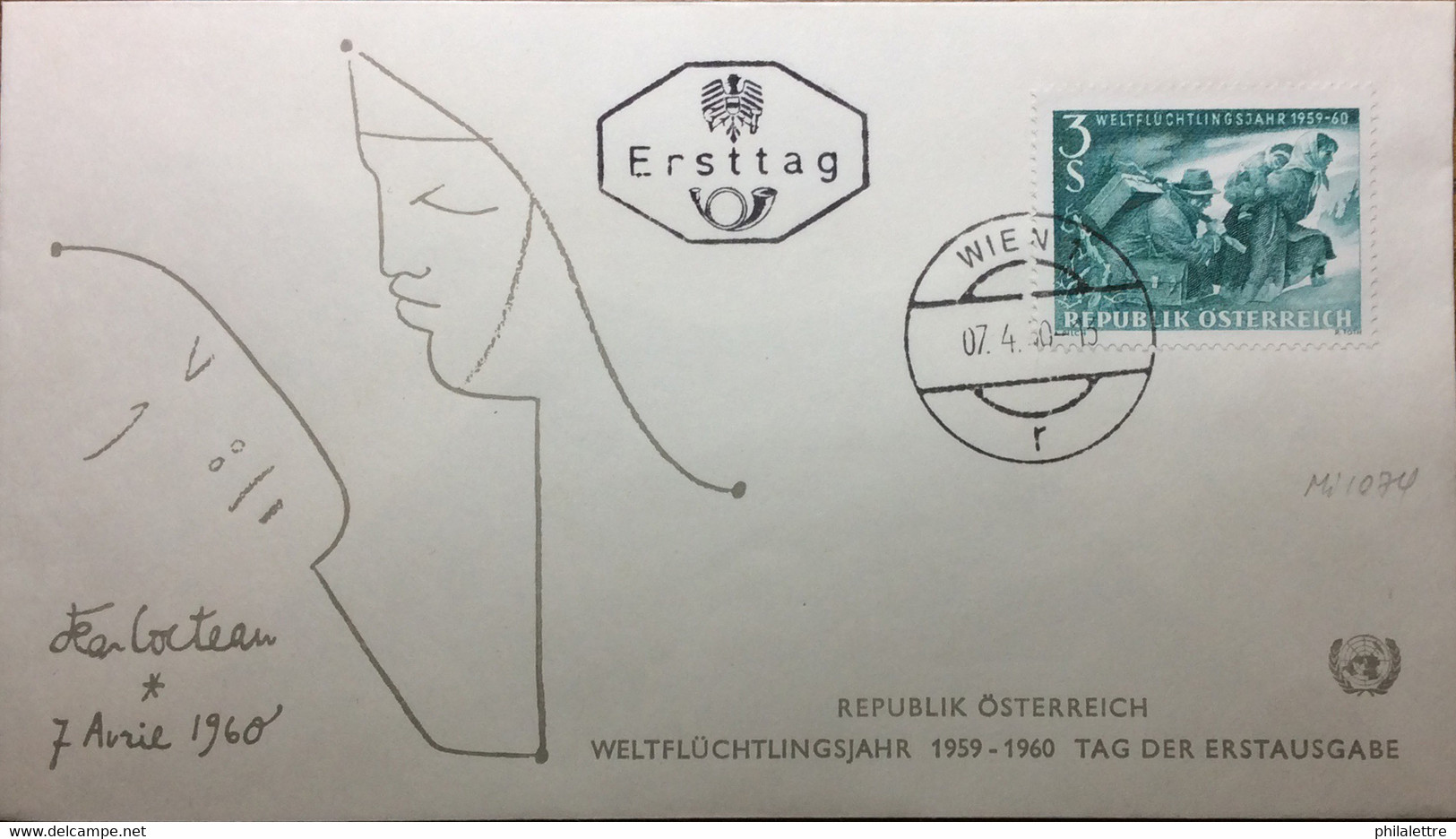 AUTRICHE / AUSTRIA / ÖSTERREICH 1960 Mi.1074 3$ World Refugee Year FDC - FDC