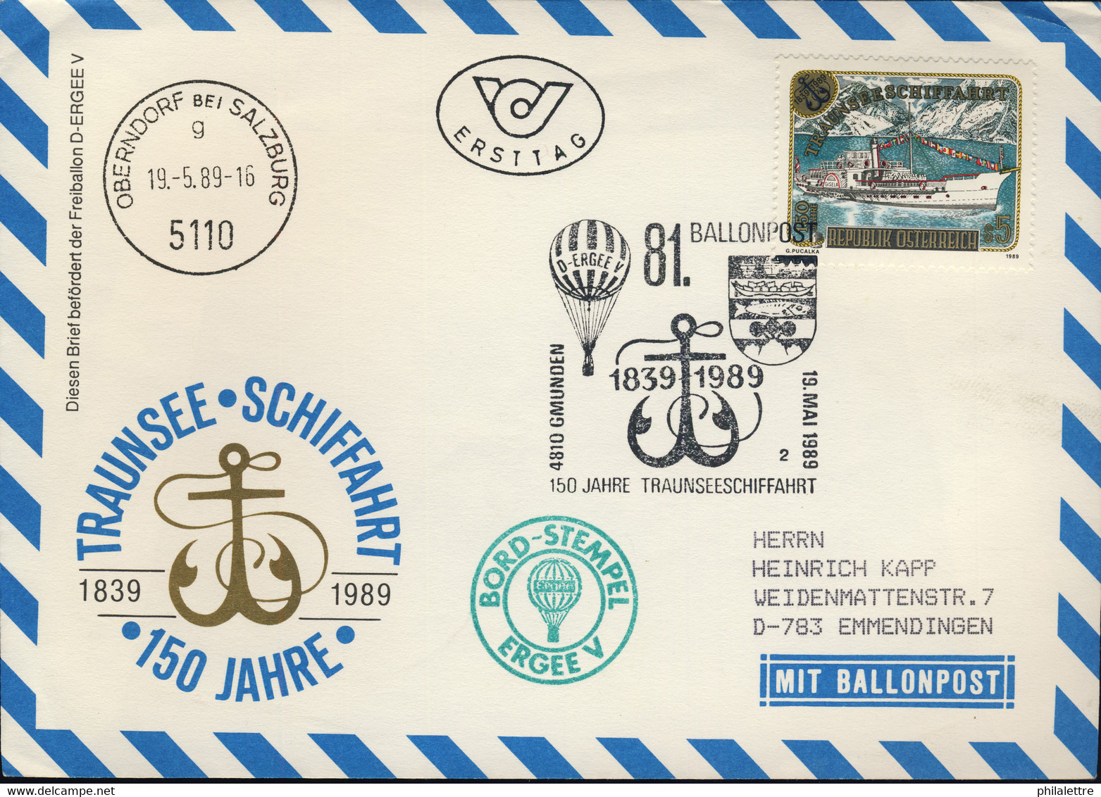 AUTRICHE / AUSTRIA / ÖSTERREICH 1989 81st Balloon Post Flight Cover - Ballonpost