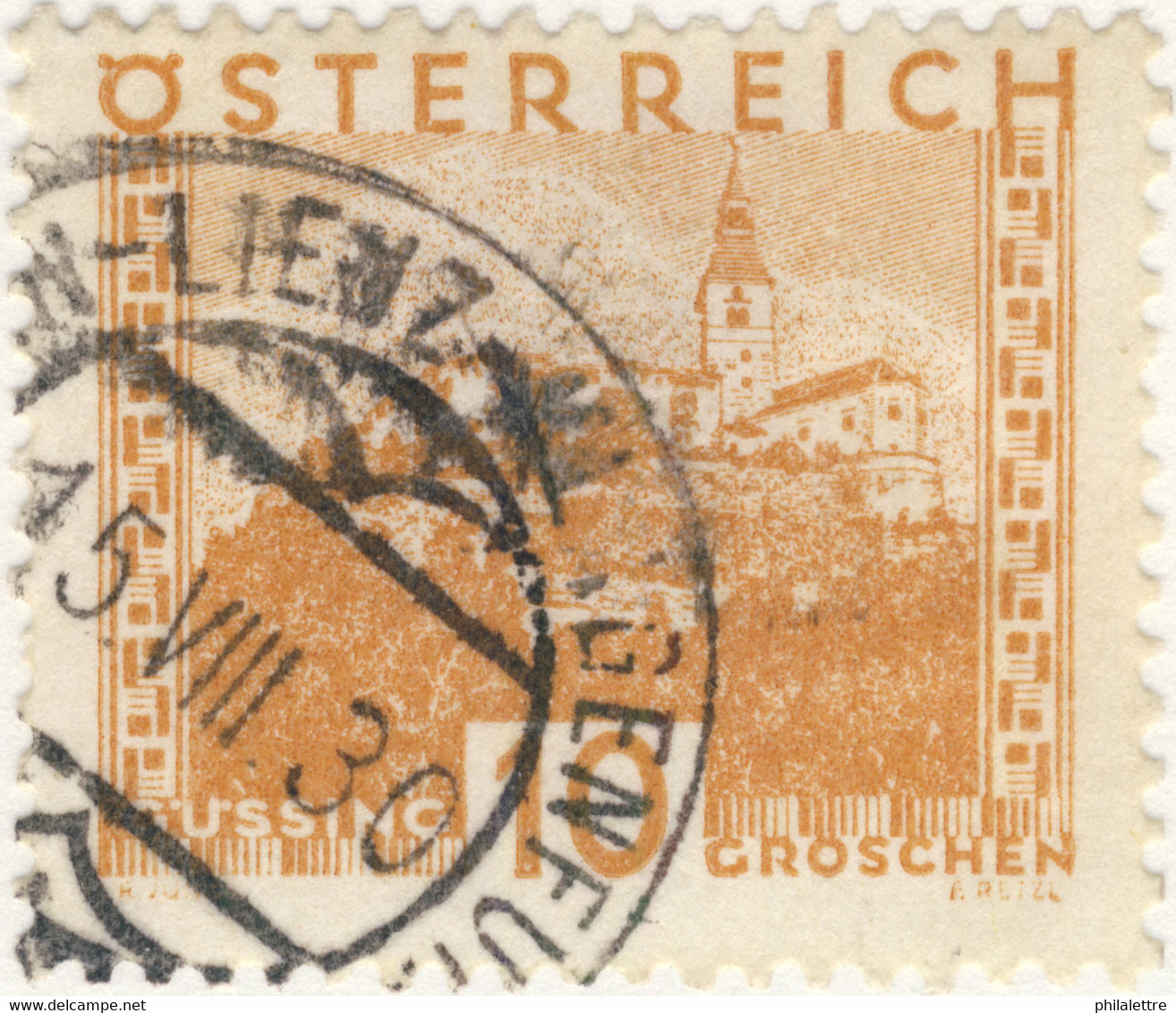 AUTRICHE / ÖSTERREICH 1930 SILLIAN-LIENZ-KLAGENFURT Nr? Bahnpoststempel / Mi.498 - Gebruikt