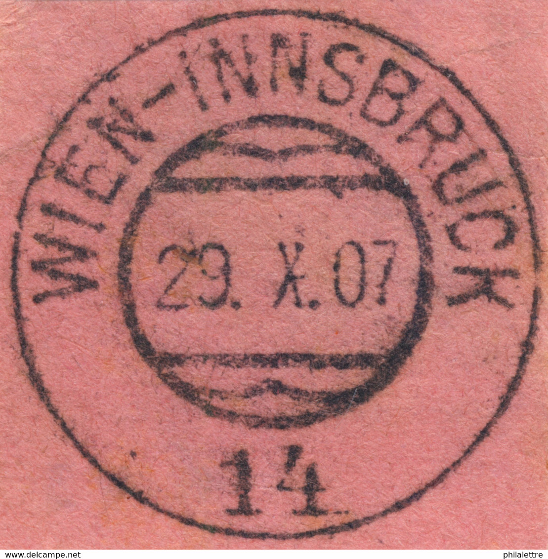 AUTRICHE / ÖSTERREICH - 1907 WIEN-INNSBRUCK Nr.14 Bahnpoststempel On Fragment - Oblitérés