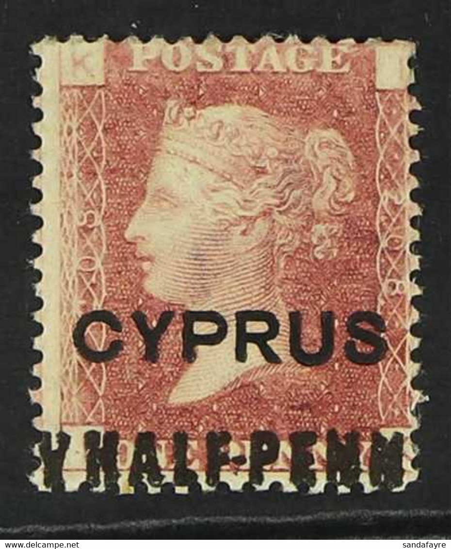 1881 "HALF-PENNY" (18mm Surcharge) On 1d Red Opt'd "CYPRUS", SG 7, Plate 208, Check Letters "I - K", Fine Mint For More  - Altri & Non Classificati