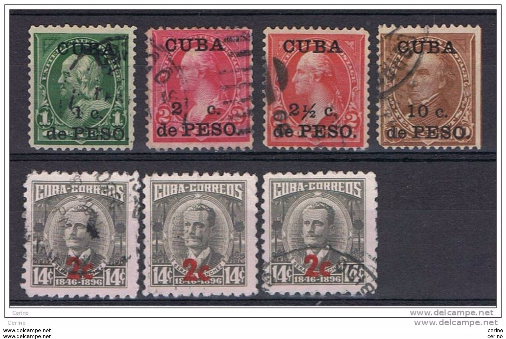CUBA:  1899/60  SOPRASTAMPATI  -  7  VAL. US. -  YV/TELL. VARI - Used Stamps