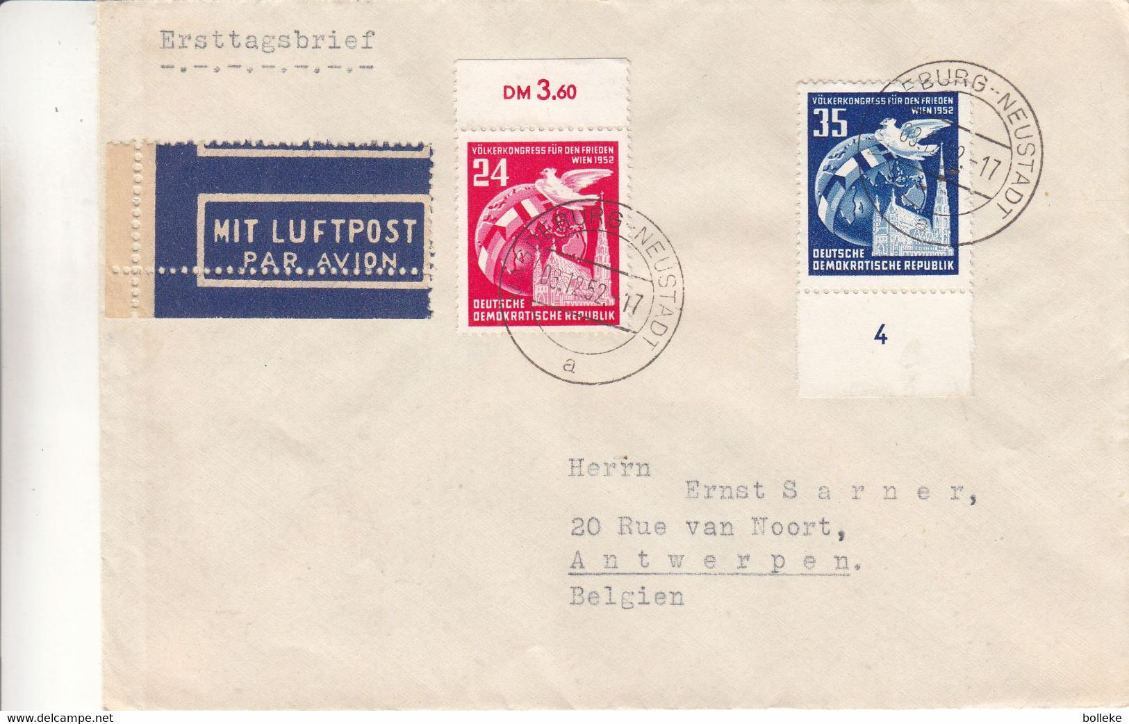 Allemagne - République Démocratique - Lettre De 1952 - Oblit Magdeburg - Timbres Avec Chiffres - Drapeaux - Valeur 18 € - Covers & Documents
