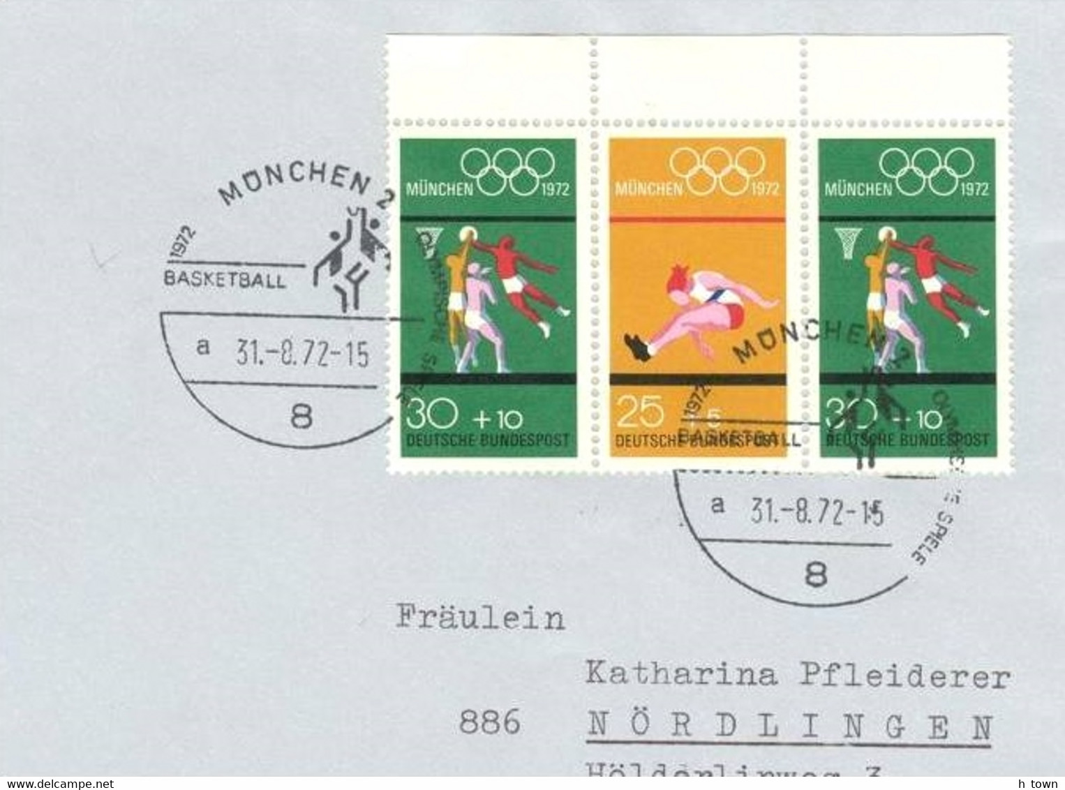 726  Basket-ball, Jeux Olympiques Munich 1972 - Summer Olympics: Basketball Sp. Cancel, Very Good Franking! - Pallacanestro