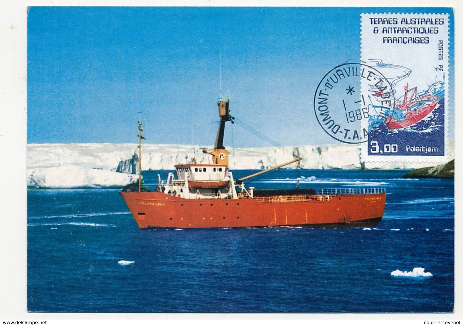 TAAF - Carte Maximum - 3,00 Polar - Dumont D'Urville Terre Adélie - 1/1/1986 - Storia Postale