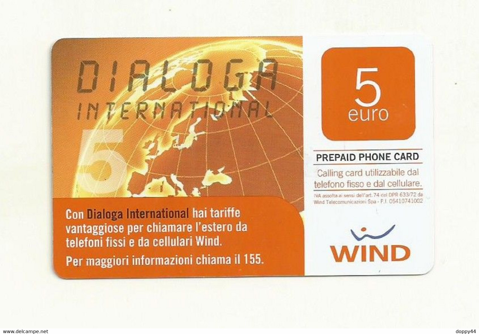 ESPAGNE PREPAID PHONE CARD WIND  5 EURO. - Otros & Sin Clasificación