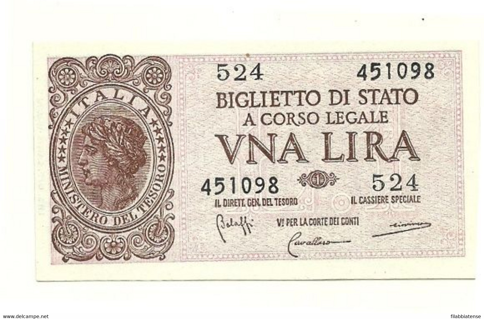 Italia - 1 Lira 1944 Luogotenenza     ---- - Italië – 1 Lira