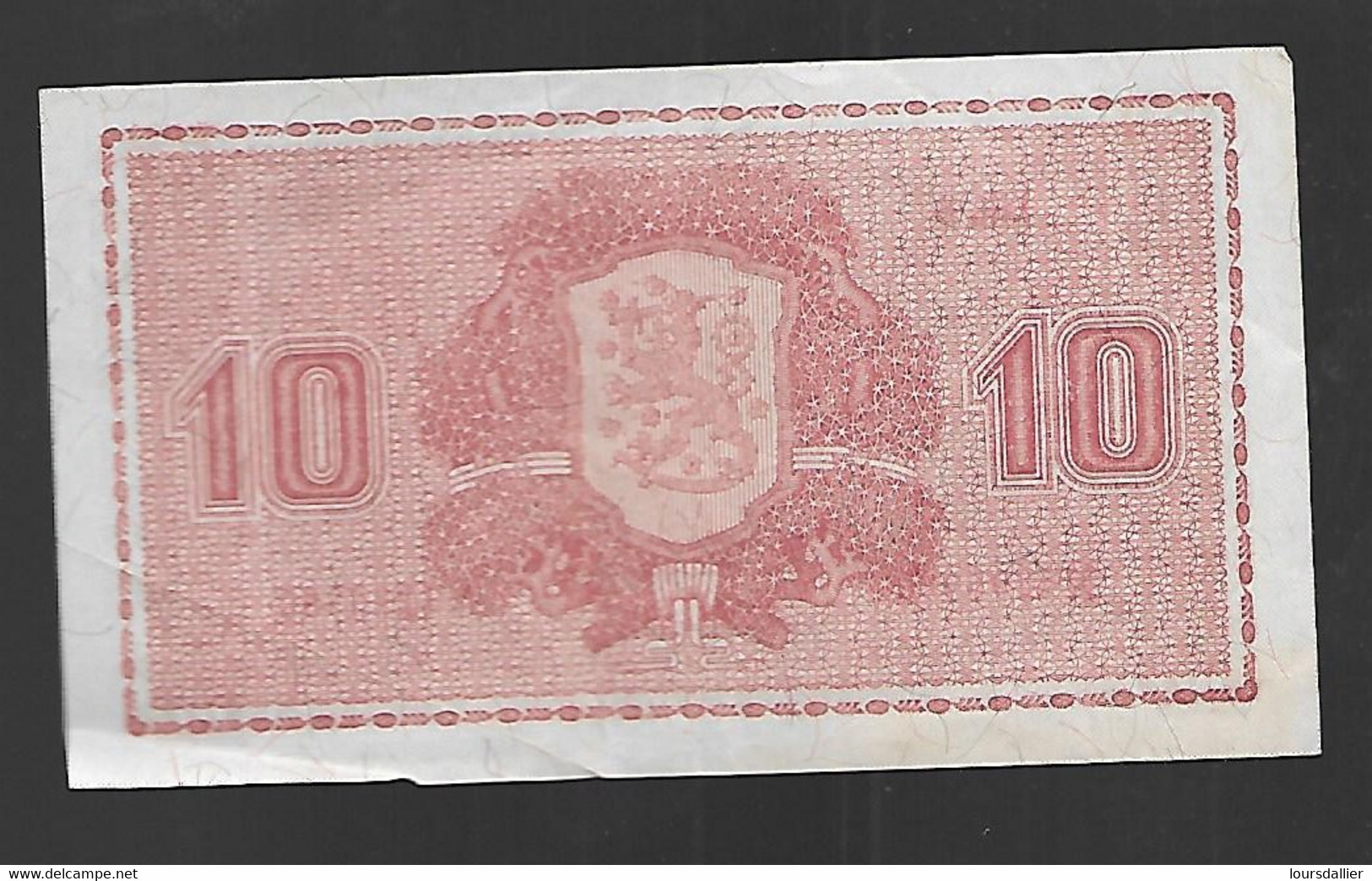 BILLET FINLANDE 10 MARK Litt.B N4295982 Date émission 1945 TYPE 1922 - Finlande