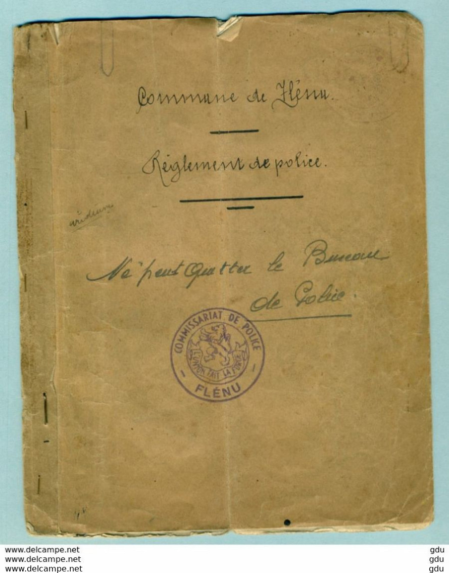 Livret Commune De Flénu 1872 " Règlement De Police " - Police & Gendarmerie