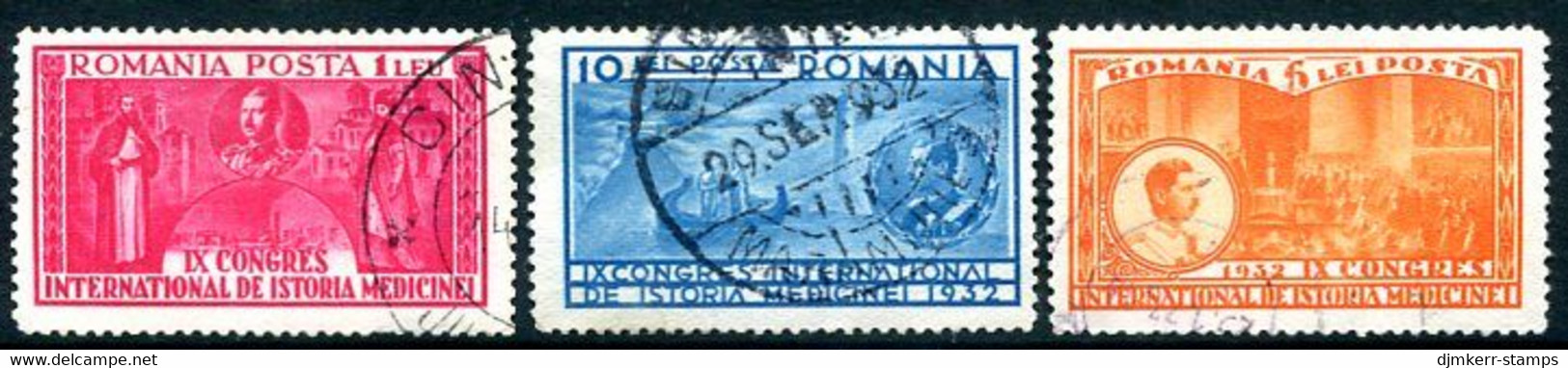 ROMANIA 1932 Medical History Congress Used.   Michel 443-45 - Oblitérés