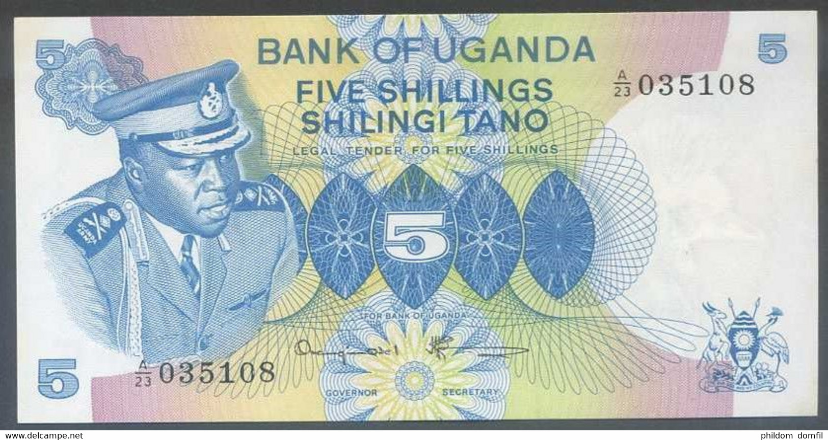 Ref. 4709-5212 - BIN UGANDA . 1977. UGANDA 1977 5 SHILLINGS - Uganda