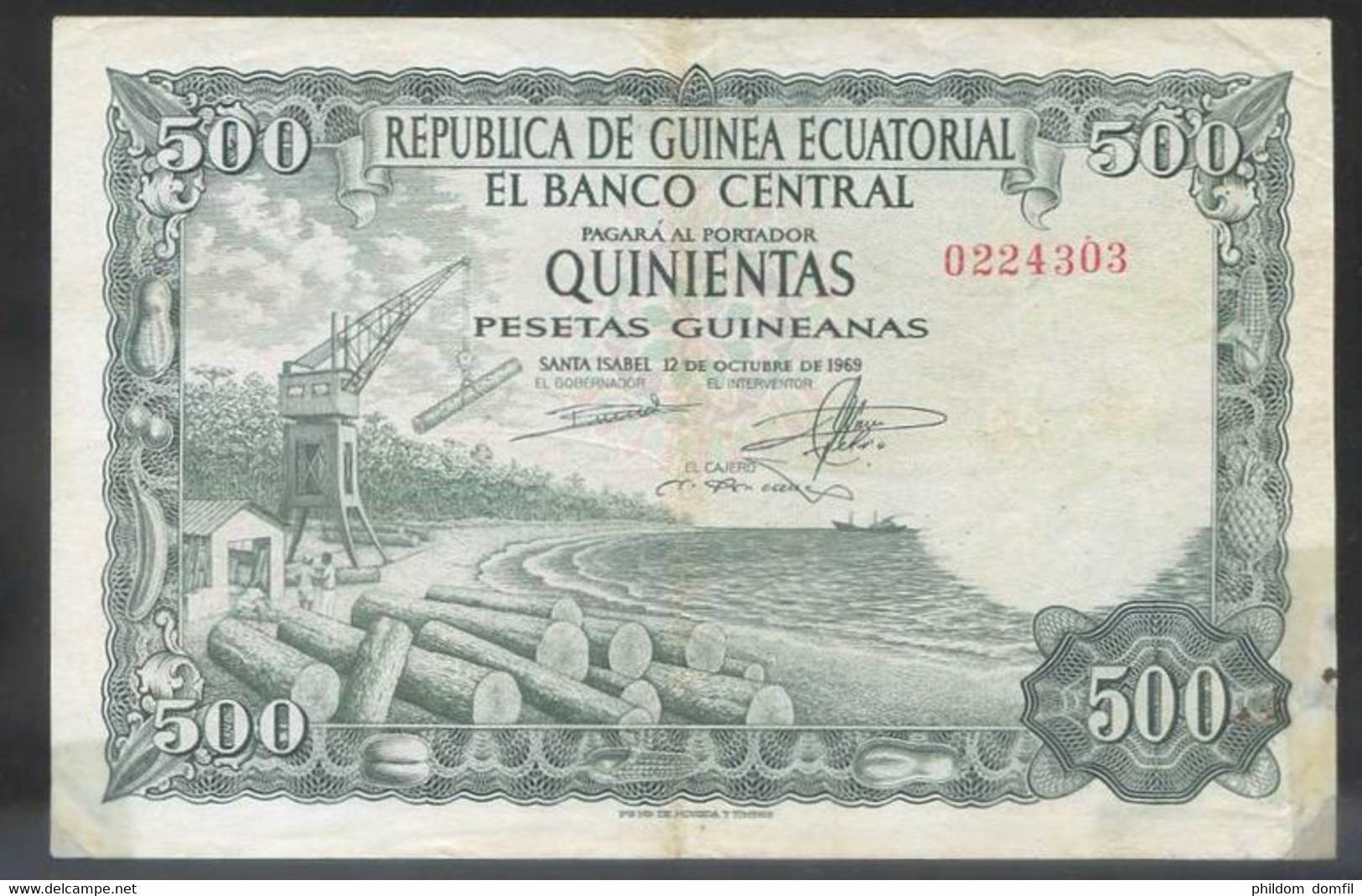 Ref. 2763-3186 - BIN EQUATORIAL GUINEA . 1969. GUINEA ECUATORIAL 500 PESETAS GUINEANAS 1969 - Equatorial Guinea