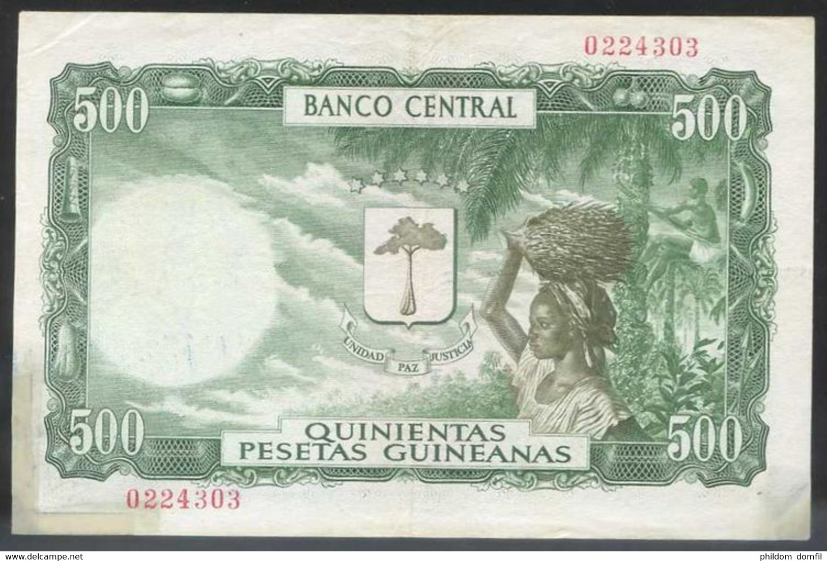 Ref. 2763-3186 - BIN EQUATORIAL GUINEA . 1969. GUINEA ECUATORIAL 500 PESETAS GUINEANAS 1969 - Equatorial Guinea