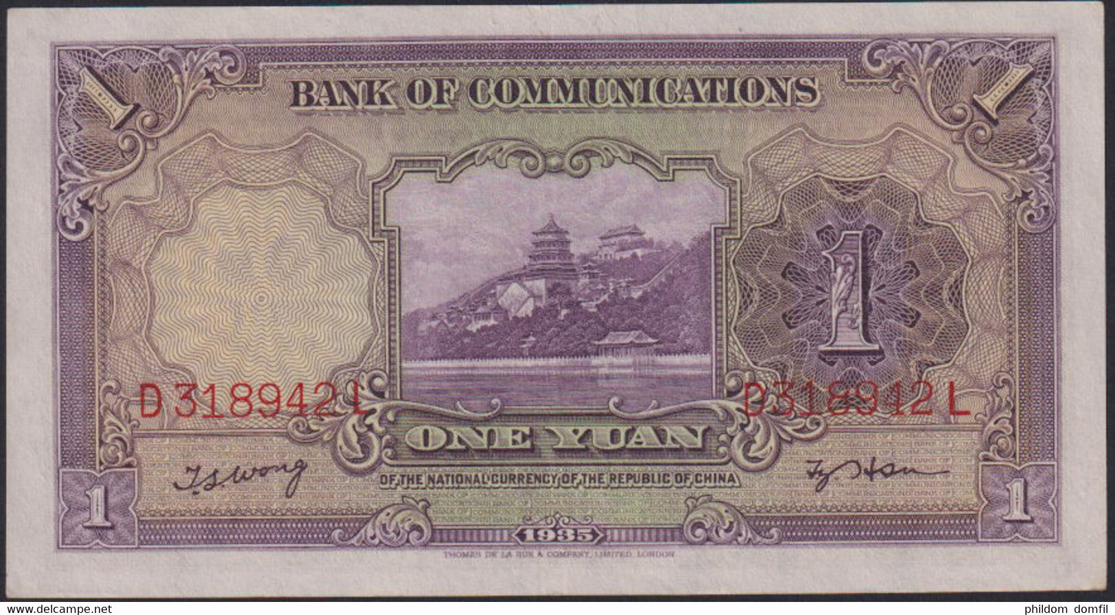 Ref. 867-1289 - BIN CHINA . 1914. 1 YUAN 1914 THE BANK OF COMMUNICATIONS CHINESE CHINA UNC - Cina