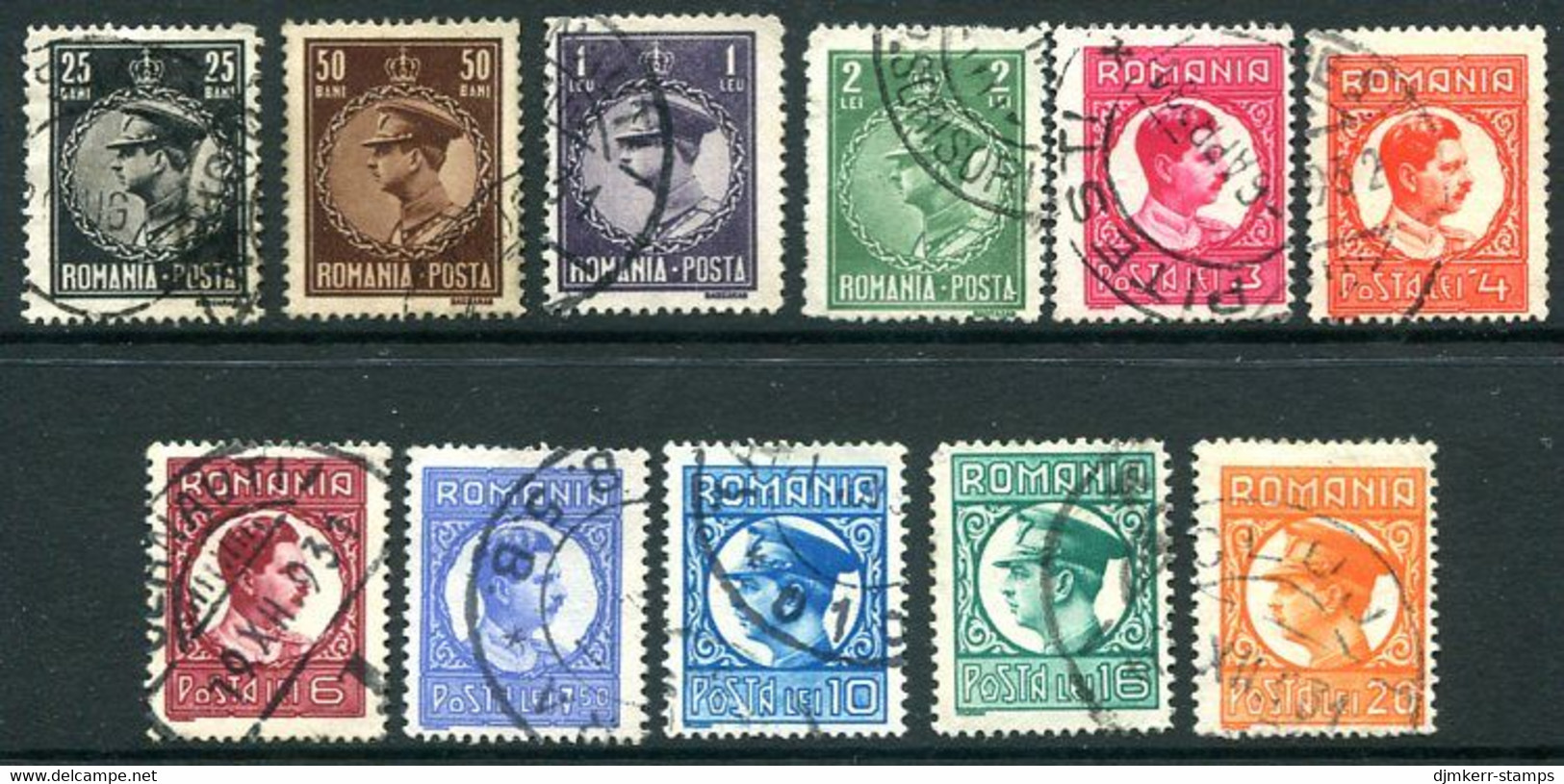 ROMANIA 1930 King Carol II Definitive LHM / *   Michel 375-85 - Usati