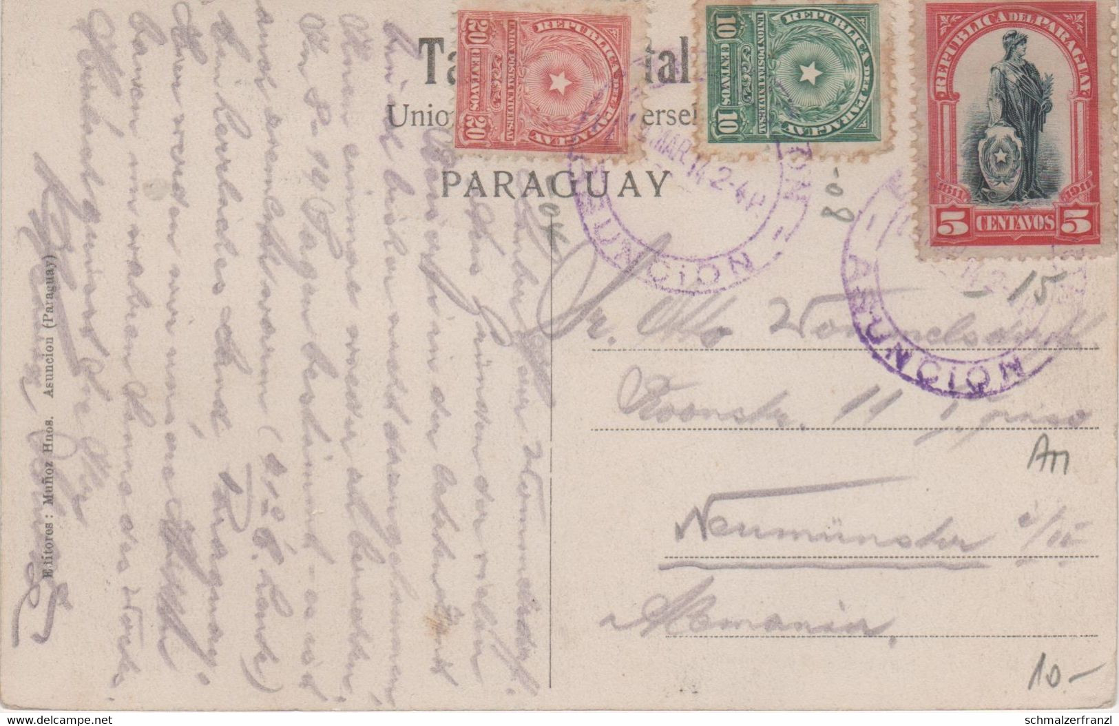 AK Paraguay Asuncion Vista Parcial Peso Sello Briefmarke Stamp Timbre Amerika America Del Sur Amerique Du Sud Südamerika - Paraguay