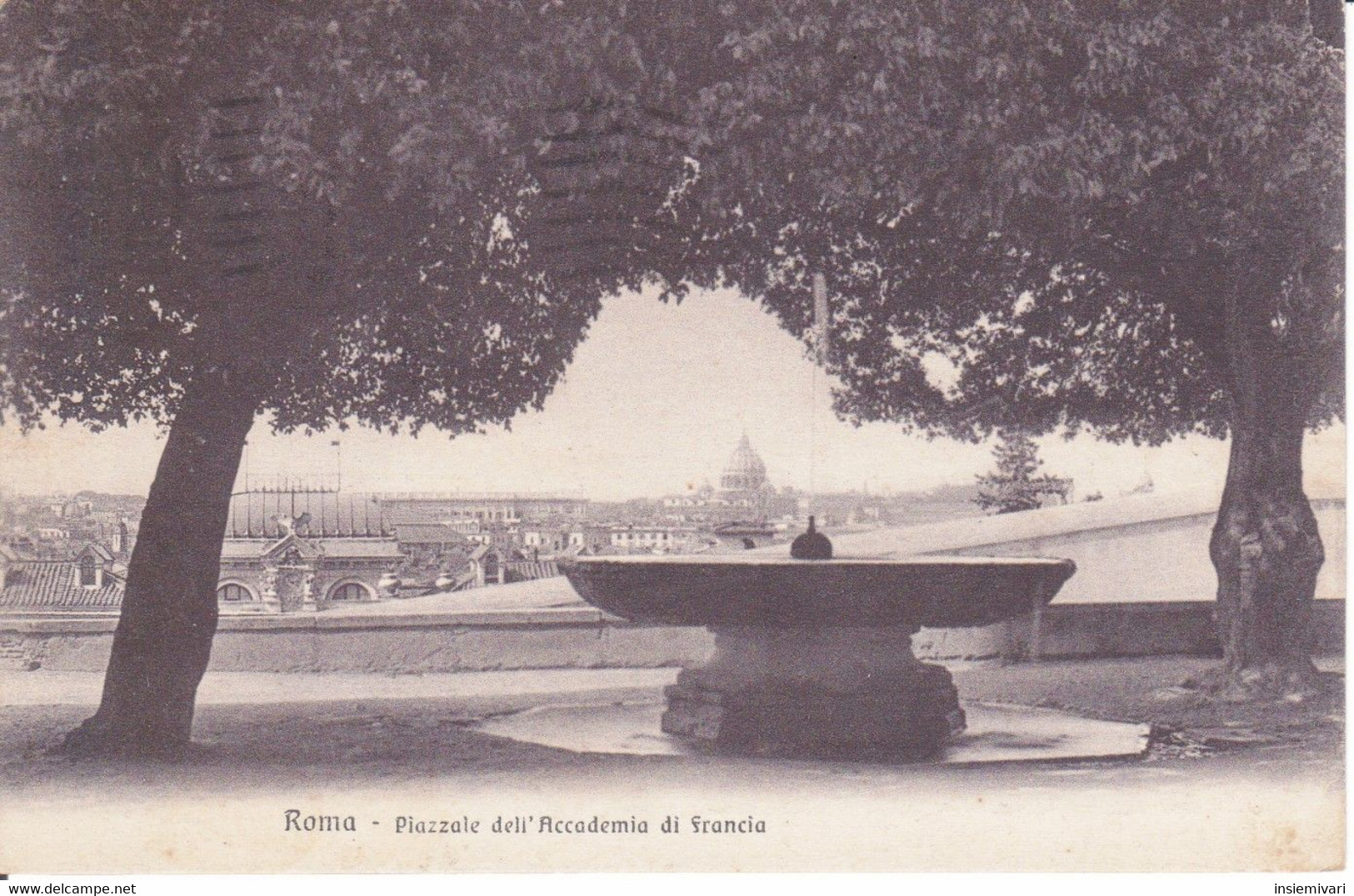 Italia :Cartolina Postale ROMA Piazzale Dell’Accademia Di Francia Panorama Fontana Viaggiata 1927. - Parks & Gardens