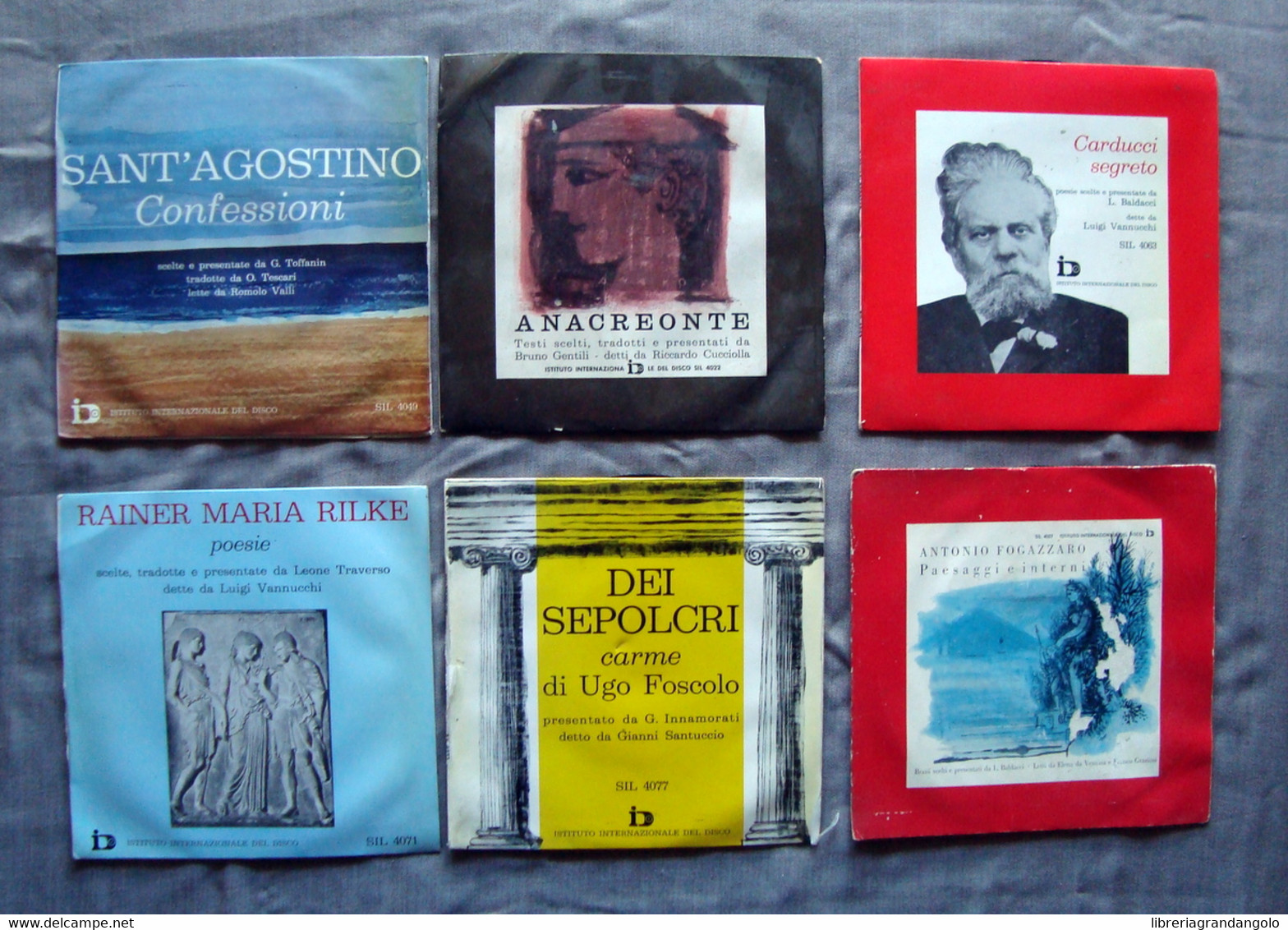 6 Dischi Vinile S Agostino Anacreonte Carducci Rilke Foscolo Fogazzaro - Colecciones Completas