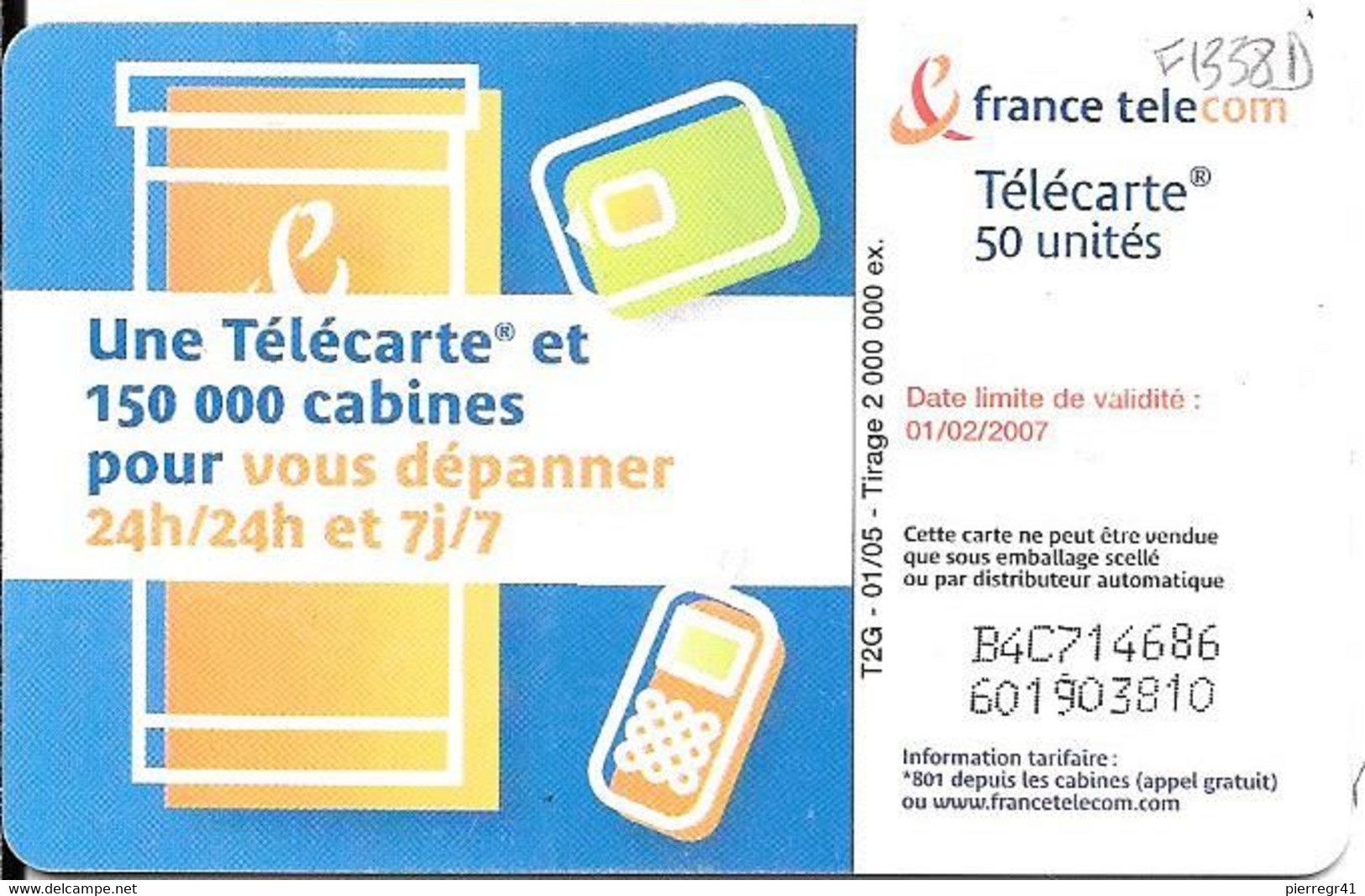 TC-°PUBLIC-F1338D-50U-GEM1-01/05-CABINE GARCON- -UTILISE-TBE- - 2005