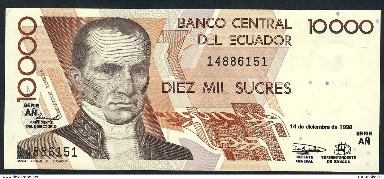 ECUADOR P127e 10000 Or 10.000 SUCRES 14.12.1998 #AN    UNC. - Ecuador