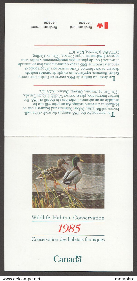 Federal Wildlife Habitat Conservation 1985  Unused In Original Booklet $4 Mallards - Fiscaux