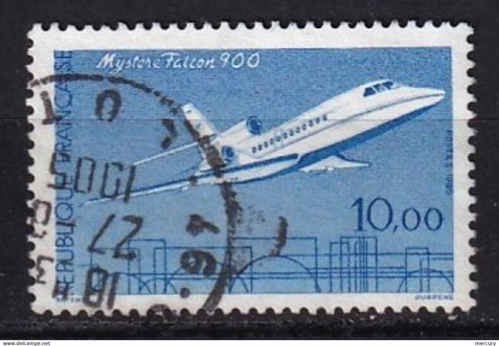 FRANCE - 10 F. Mystère Falcon 900 De 1985 Oblitéré En 1905! - Oblitérés